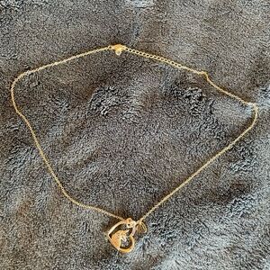 Gold unicorn heart and letter “A” necklace